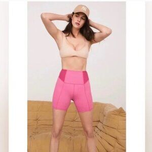 ✨NWT For Love & Lemons Ribbed Dani Biker Short Rose Bubblegum (Pink) Size Small